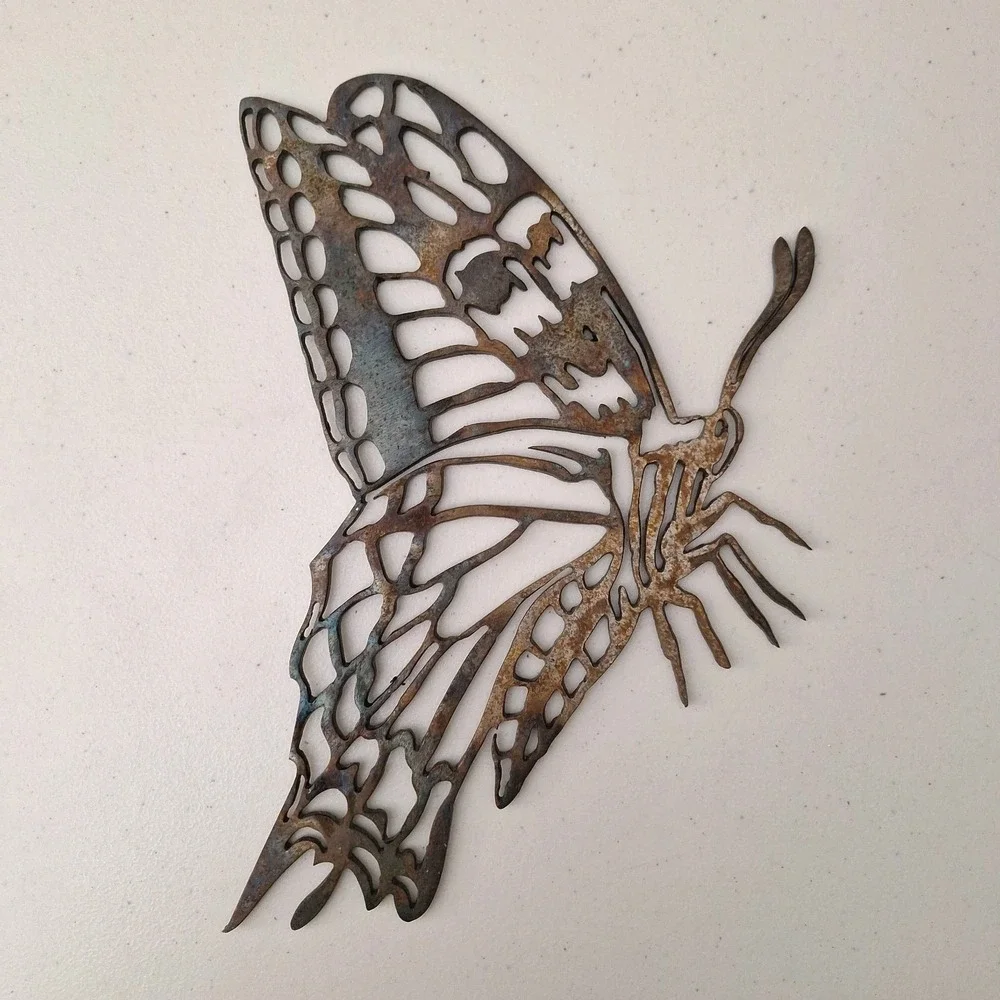 Vintage Rusty Metal Art Butterfly Wall Hanging or Garden Decor Lrg Heavy 12
